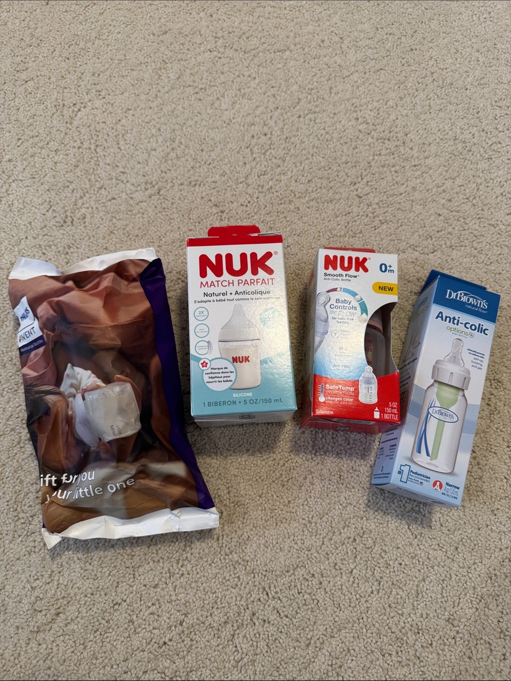 Bottle Bundle Trial Set. NUK Baby Bottle Lot with Dr. Brown's Anti-Colic Bottle